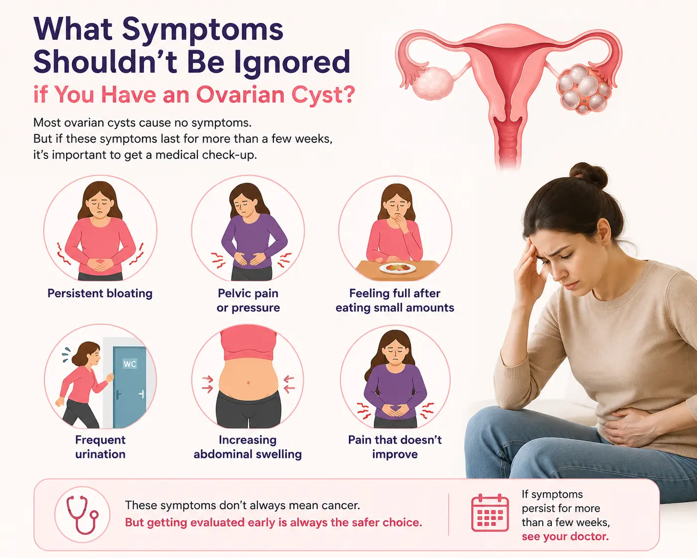 What symptoms shouldn't be ignored if you have an ovarian cyst